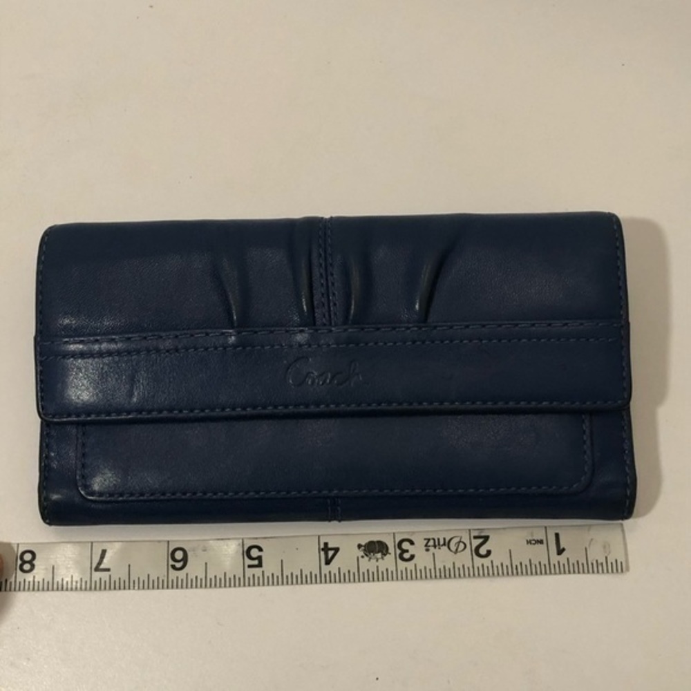 Coach Ashley blue leather checkbook wallet - Picture 12 of 13